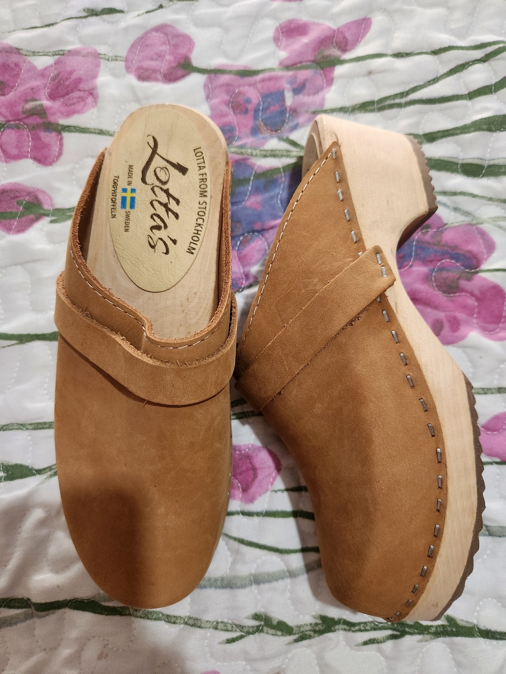 Lotta's From Stockholm Wooden Tan Suede Clogs